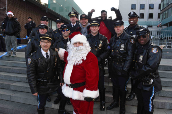 NYPD officers with Santa