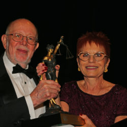 Hon. Marsha Steinhardt (right) receives the Vivian Agress Trailblazer Award by BBA President David Chidekel.