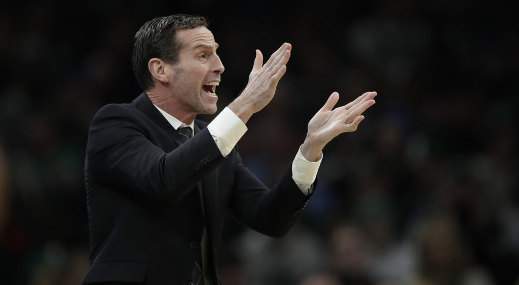 Nets head coach Kenny Atkinson is enthused about the giant strides his playoff-hopeful team has made thus far this season, but he doesn’t want them to lose focus on the task at hand and grow overconfident. AP Photos by Frank Franklin II