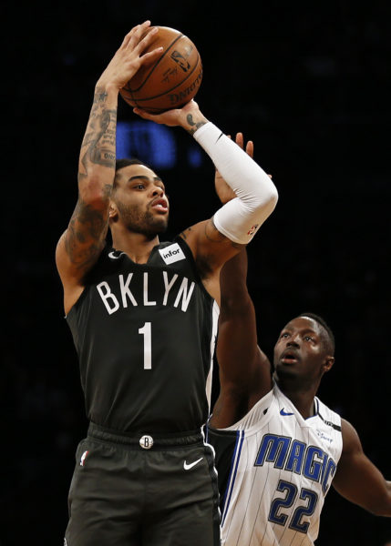 D’Angelo Russell continued his push for Eastern Conference All-Star consideration Wednesday night in Downtown Brooklyn.(AP Photo/Adam Hunger)
