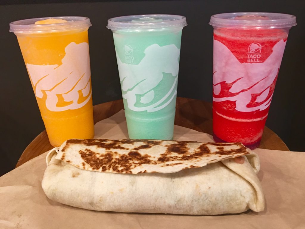 Booze, booze, booze: You can order your slushies with or without liquor at Taco Bell Cantina in Flatbush. Eagle photos by Lore Croghan