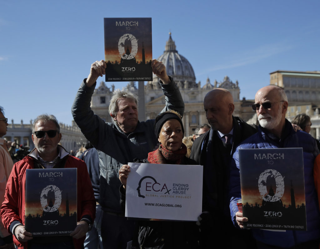 Survivors of clergy sex abuse demonstrate at the Vatican. AP Photo/Alessandra Tarantino