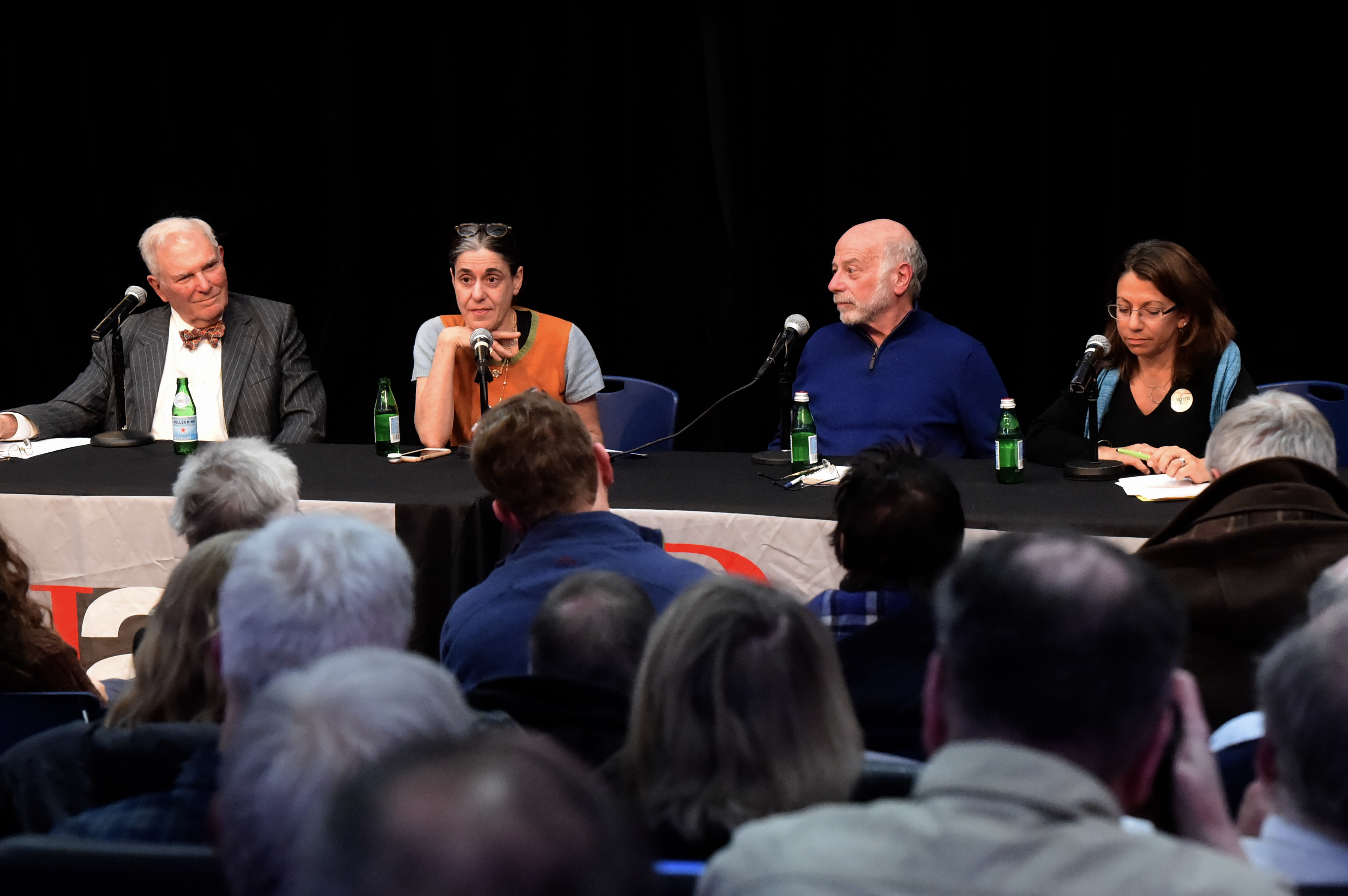 Ginia Bellafante (second from left) moderated the keynote panel discussion “Who Is Planning Brooklyn’s Future?” at the Brooklyn Heights Association’s annual meeting Tuesday, featuring (from left) Alexander Garvin, Tom Angotti and Michelle de la Uz. Eagle photos by Todd Maisel