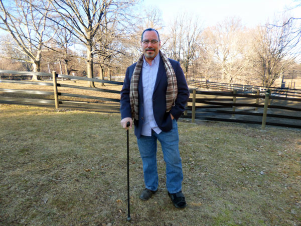 John Quadrozzi, Jr. at the Q equine area, with its new fencing, in Prospect Park. The “tail” of the Q is to the right. Eag;e photo by Mary Frost