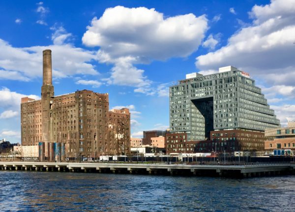 The landmarked Domino Sugar Refinery graces the Williamsburg shoreline. Eagle photo by Lore Croghan
