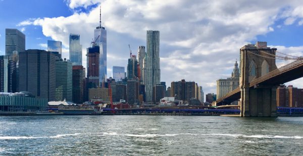 A ferry ride to DUMBO affords an epic view of the World Trade Center and the Brooklyn Bridge. Eagle photo by Lore Croghan