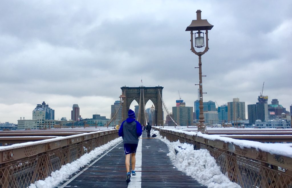 Every time it snows in this town, we always see at least one runner wearing shorts. Eagle photos by Lore Croghan