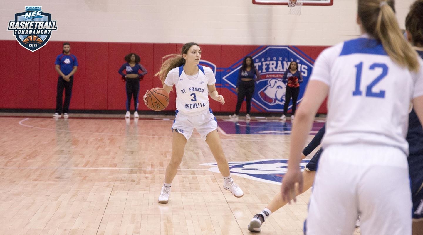Mia Ehling and the rest of the St. Francis Brooklyn women’s squad suffered a tough home loss to Mount St. Mary’s in Brooklyn Heights on Monday night, ending any hope that a local hoops squad might make this year’s NCAA Tournament. Photo Courtesy of SFC Brooklyn Athletics