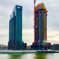 There are two Greenpoint Landing high-rises on the waterfront and more are on the way. Eagle photo by Lore Croghan