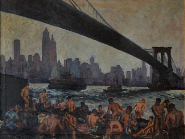 Edward Casey, "Stevedores Bathing Under Brooklyn Bridge," 1939. Image courtesy of the Green-Wood Historic Fund
