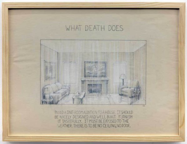 Stephen Kaltenbach, “What Death Does,” 1970/2017. Graphite on paper; 18 x 24 inches; Courtesy of The Boiler. 