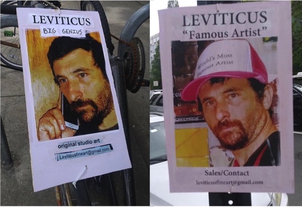 The artist known as Leviticus advertises via flyers posted around New York City. Photo courtesy of Lev Schieber