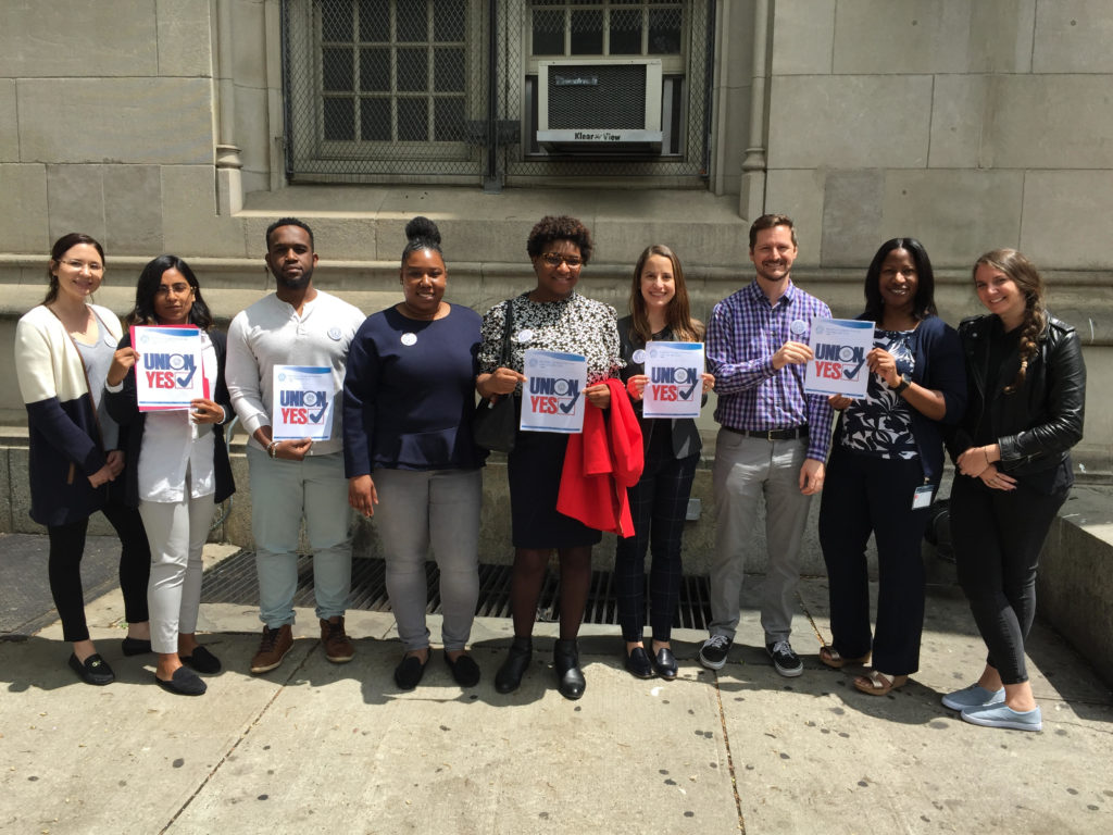 CAMBA attorneys and staffers successfully unionized this past May, but conditions have yet to improve for underpaid employees nearly a year later. File photo courtesy of the Association of Legal Aid Attorneys
