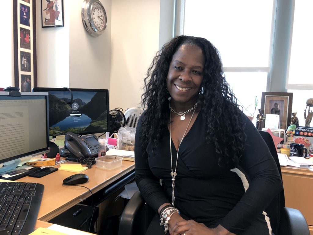 While the focus is on the judges and court employees during the Brooklyn Supreme Court’s annual Black History Month Fashion Show, Leah Richardson is running around behind the scenes making sure that the event goes off each year without a hitch. Eagle photo by Hannah Grossman