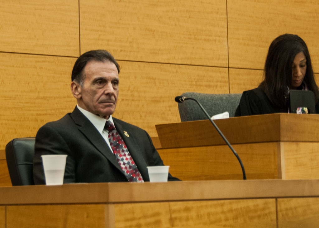 Louis Scarcella, a former NYPD detective, appeared in Brooklyn Supreme Court Friday to testify about his role in the investigation of the murder of Trevor Vieira. Eagle photo by Noah Goldberg
