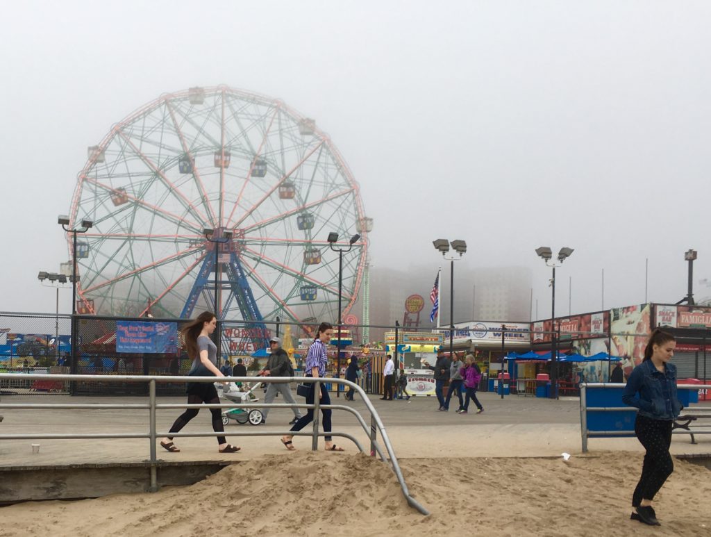 The fog lends an air of mystery to Coney Island’s Wonder Wheel. Eagle photo by Lore Croghan