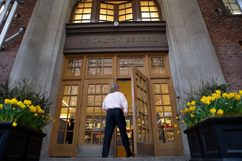 The Dalton School on the Upper East Side is one of several private schools with taxpayer-funded security guards, April 8, 2019. Photo: Ben Fractenberg/THE CITY