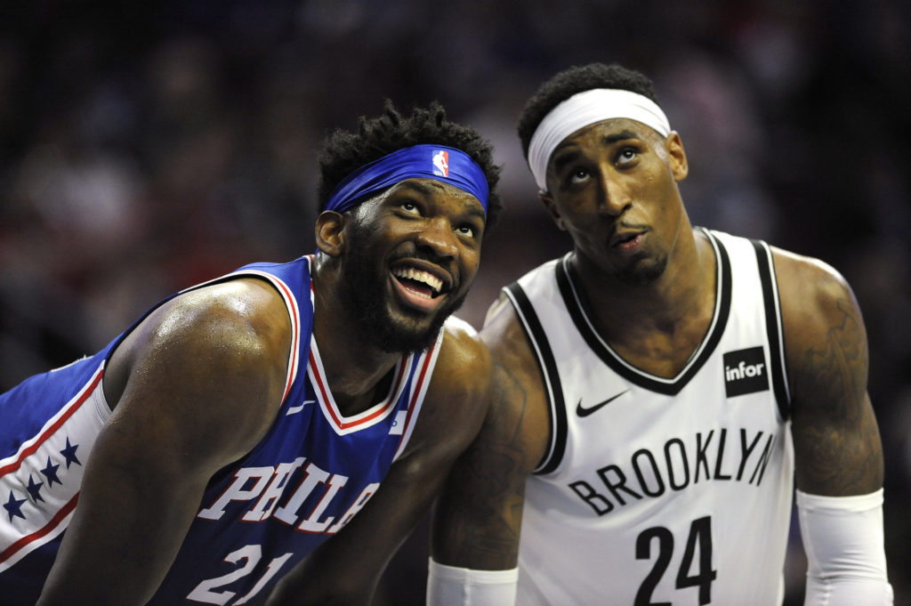 Rondae Hollis-Jefferson and the rest of the Brooklyn Nets will have their hands full with 76ers big man Joel Embiid Saturday, when they visit Philadelphia for the opener of their best-of-7 first-round playoff series.(AP Photo/Michael Perez)