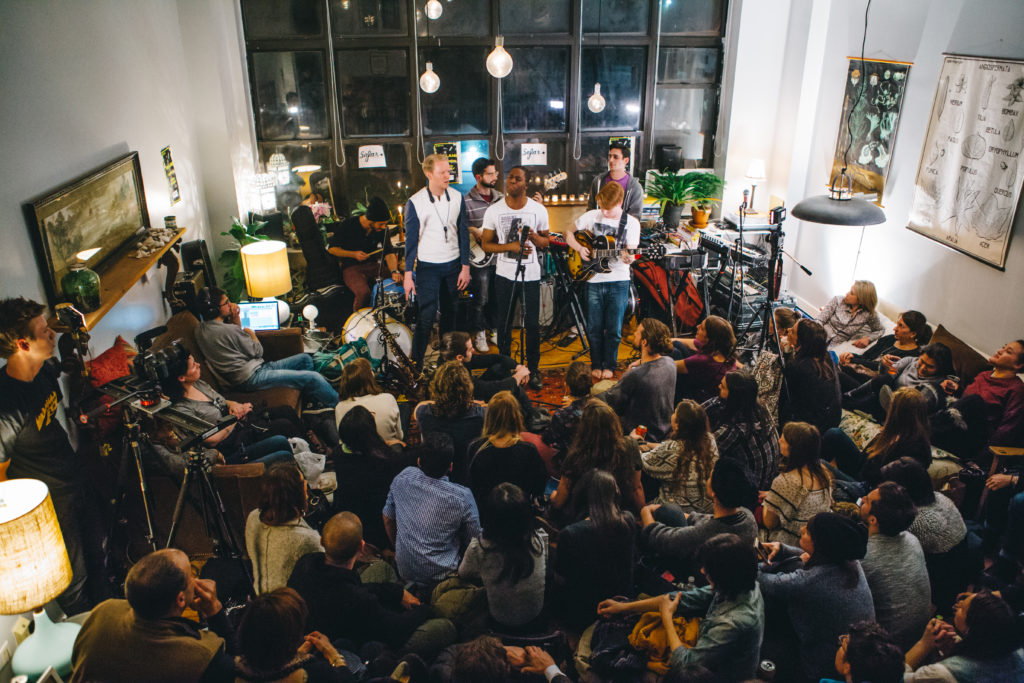 Sofar Sounds hosts intimate concerts in the living rooms of people’s apartments in more than 350 cities across the world. Photo by Sean McGlynn