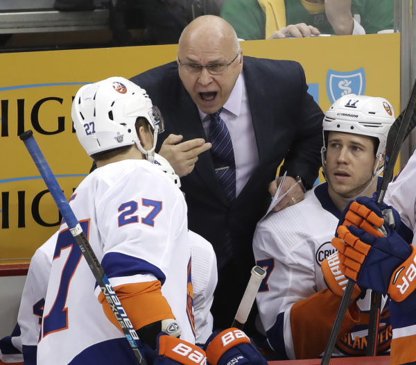 Following a 10-day layoff, head coach Barry Trotz and the New York Islanders will finally get back to the business of playoff hockey Friday night at Downtown’s Barclays Center.(AP Photo/Gene J. Puskar)