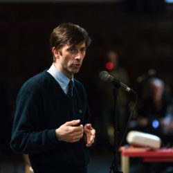Stephen Levin speaks at a community board hearing on the proposed renovation of the Brooklyn Detention Complex. Eagle photo by Paul Frangipane.