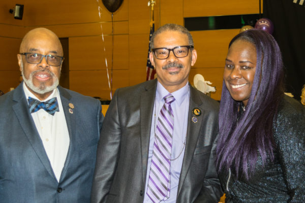 Two former presidents of the Tribune Society of the New York State Courts, Major Ernest Owens (left) and Roderick Randall, with new president Leah Richardson. Eagle photo by Rob Abruzzese
