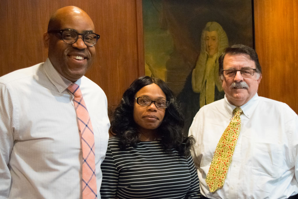 The Volunteer Lawyers Project trains attorneys for free if they agree to represent a low-income resident of Brooklyn for free. On Monday, (pictured from left) Sidney Cherubin, Joanne Reece and Patrick Garcia gave a CLE lecture on child support orders. Eagle photo by Rob Abruzzese