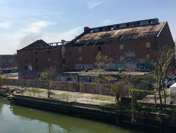 This is a real-life look at the S.W. Bowne Grain Storehouse, which stands on the banks of the Gowanus Canal. Eagle photo by Lore Croghan