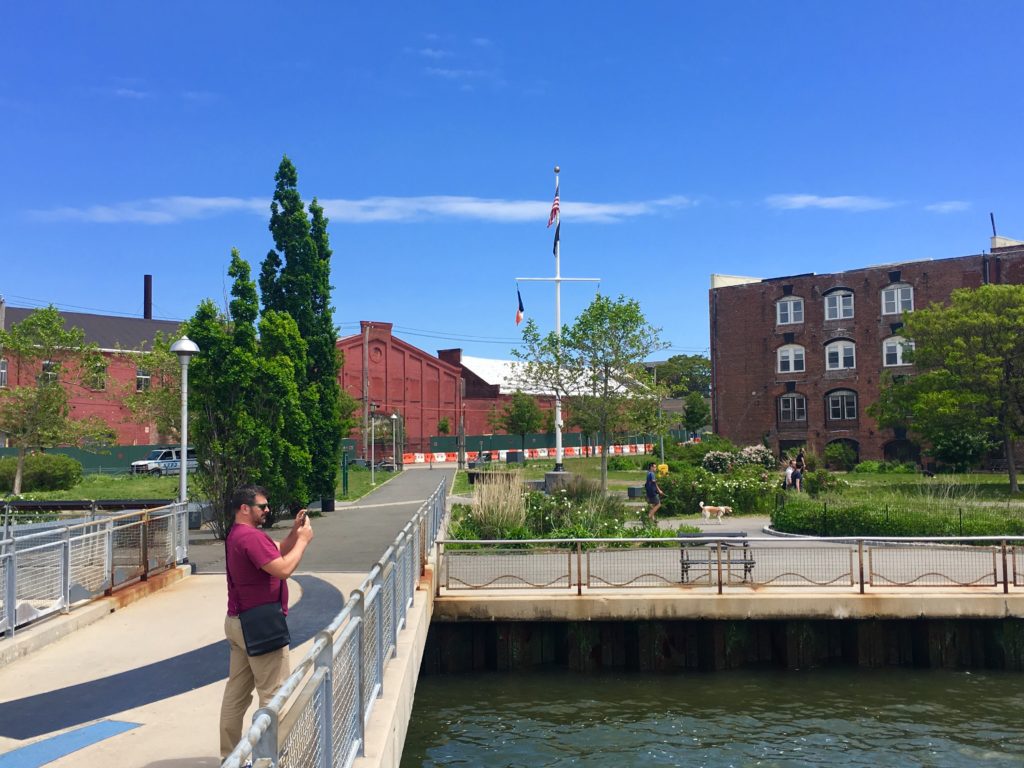 The building on the left is the Lidgerwood foundry — or what’s left of it, as seen from Valentino Pier. Eagle photo by Lore Croghan