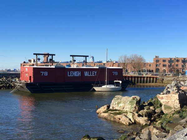 Lehigh Valley Barge #79, aka the Waterfront Museum, is one of Red Hook’s many shoreline icons. Eagle file photo by Lore Croghan
