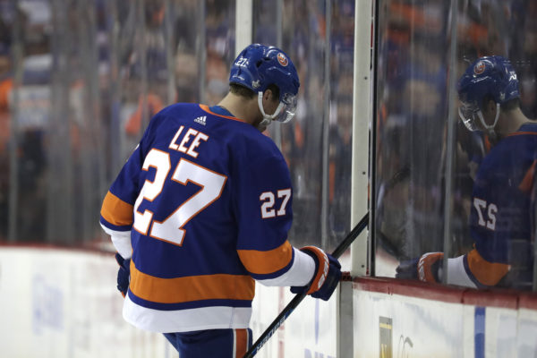 Anders Lee may be the second team captain to walk out on the Islanders in as many years if his agent and team president and general manager Lou Lamoriello can’t make a deal before the July 1 deadline for unrestricted free agents. (AP Photo/Julio Cortez)