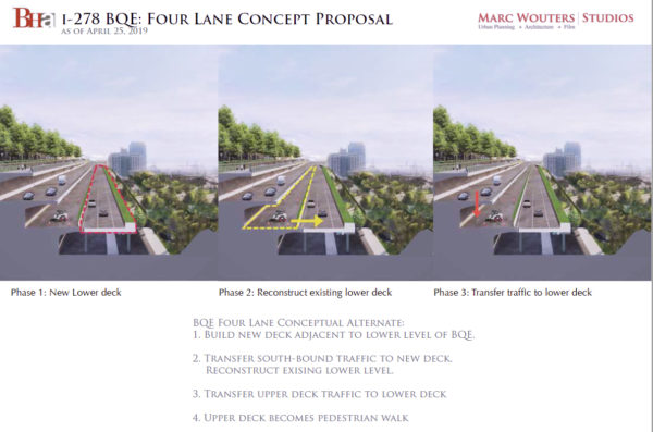 BHA’s other alternate plan, the “Four-Lane Alternative Concept.” Rendering courtesy of Marc Wouters Studios