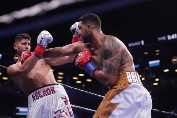 A heavy underdog entering Saturday night’s title bout at Downtown’s Barclays Center, Dominic Breazeale (right) is no stranger to Brooklyn, having won his previous three fights here via knockout. AP Photo by Frank Franklin II