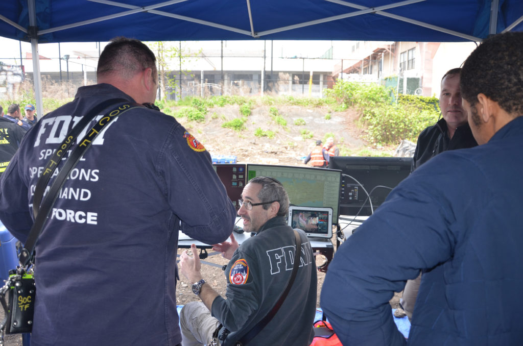 The FDNY command post was set up in a tent near the tunnel. Photo credit: FDNY