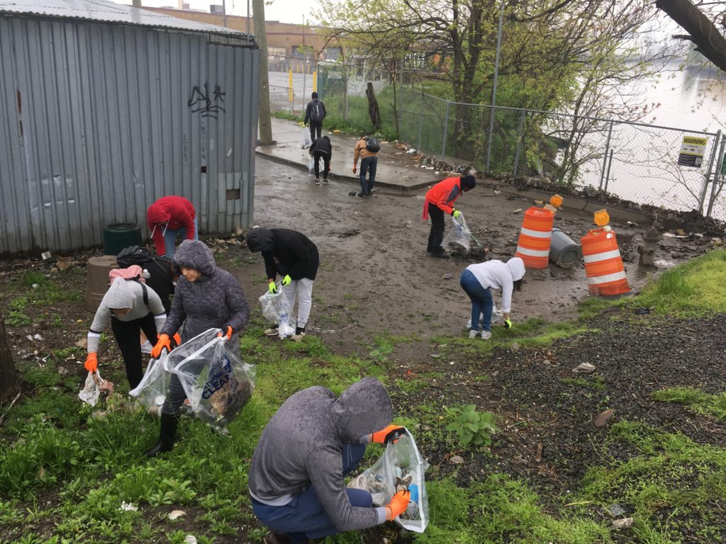 Forty people came out on Saturday to help clean up the shores of Newtown Creek. Photos courtesy of Newtown Creek Alliance