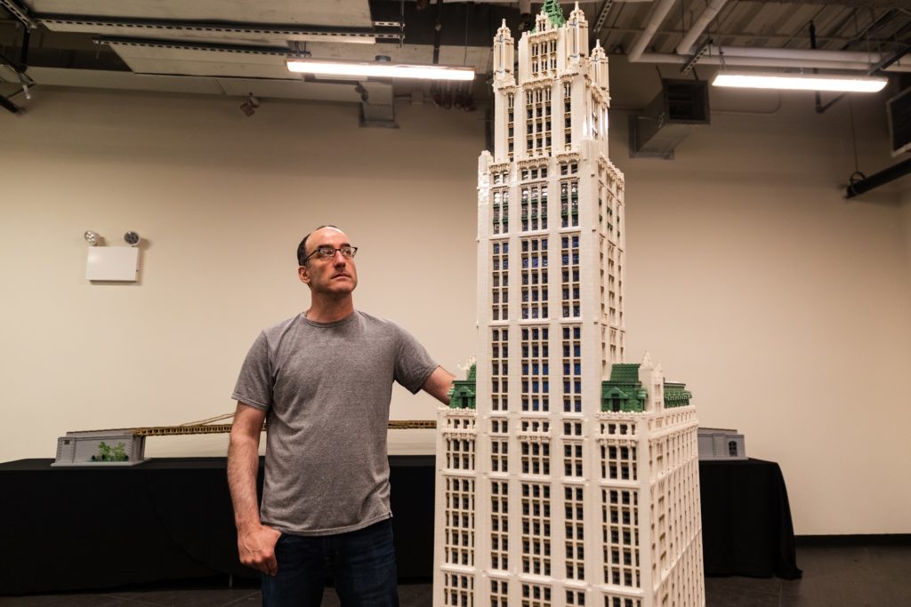 Lopes brainstormed the idea for the Woolworth Building design on his subway commutes. It is his tallest piece at around 6 feet.