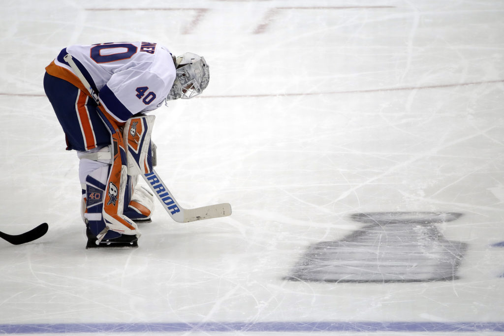 Though they fell short of their goal, the franchise’s first Stanley Cup title since 1983, the Islanders enjoyed a huge building-block season in 2018-19, but will now enter an offseason of uncertainly, including the pending free agency of goaltender Robin Lehner. (AP Photo/Gene J. Puskar)