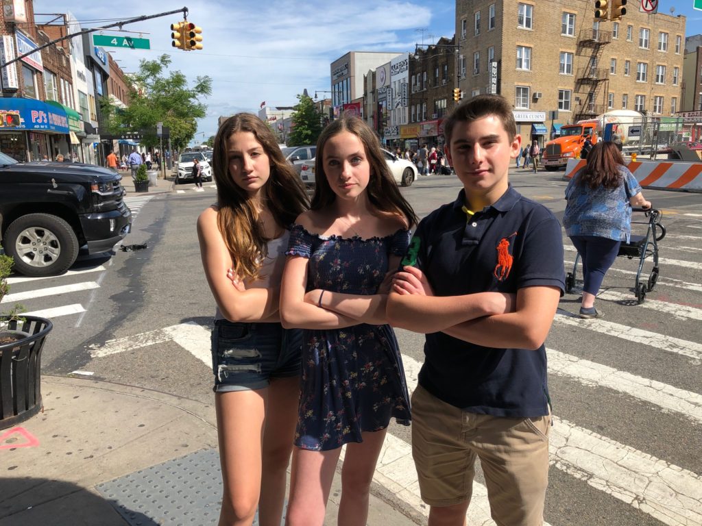 From left: Ava Elfont, Leila Mullarkey and Preston Ferraiuolo are members of a new youth task force for street safety. Eagle photo by Paula Katinas