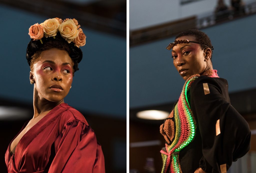 Models wear Herero-inspired creations by aspiring Brooklyn designers. Eagle photo by Paul Frangipane