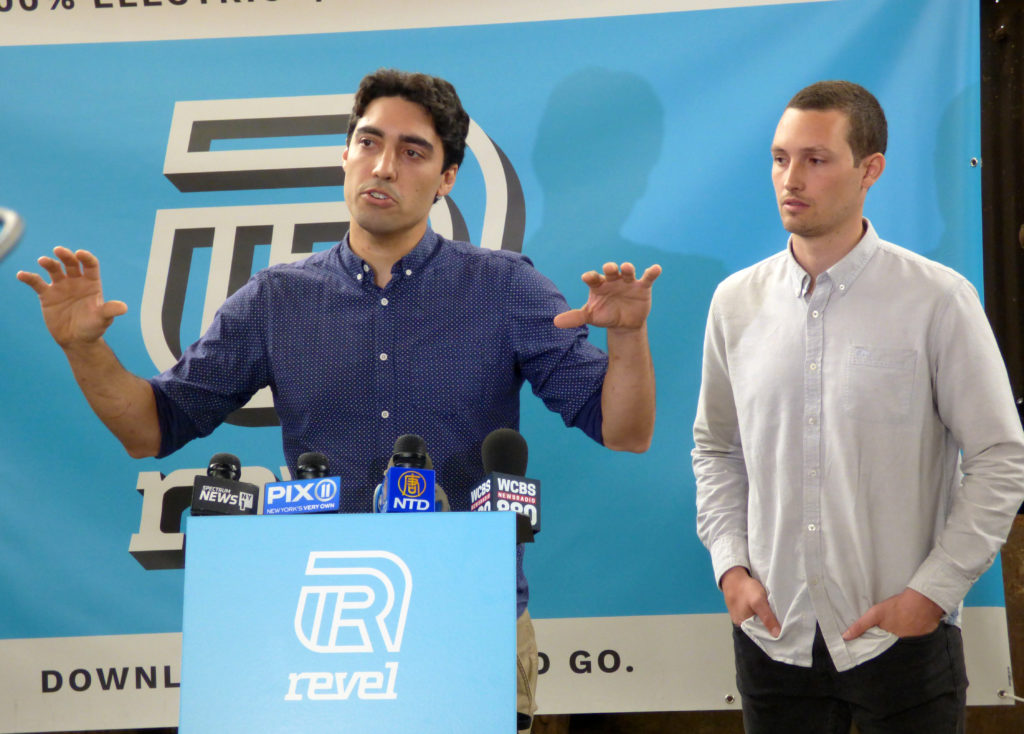 Revel co-founders Frank Reig (left) and Paul Suhey at Wednesday’s announcement. Eagle photo by Mary Frost