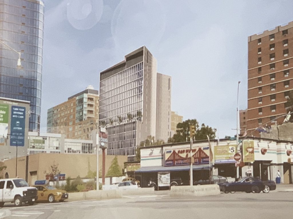 Community Board 2 approved a zoning amendment for a proposed 14/15-story office building on Fleet Place in Downtown Brooklyn Wednesday night. Rendering courtesy of Marvel Architects