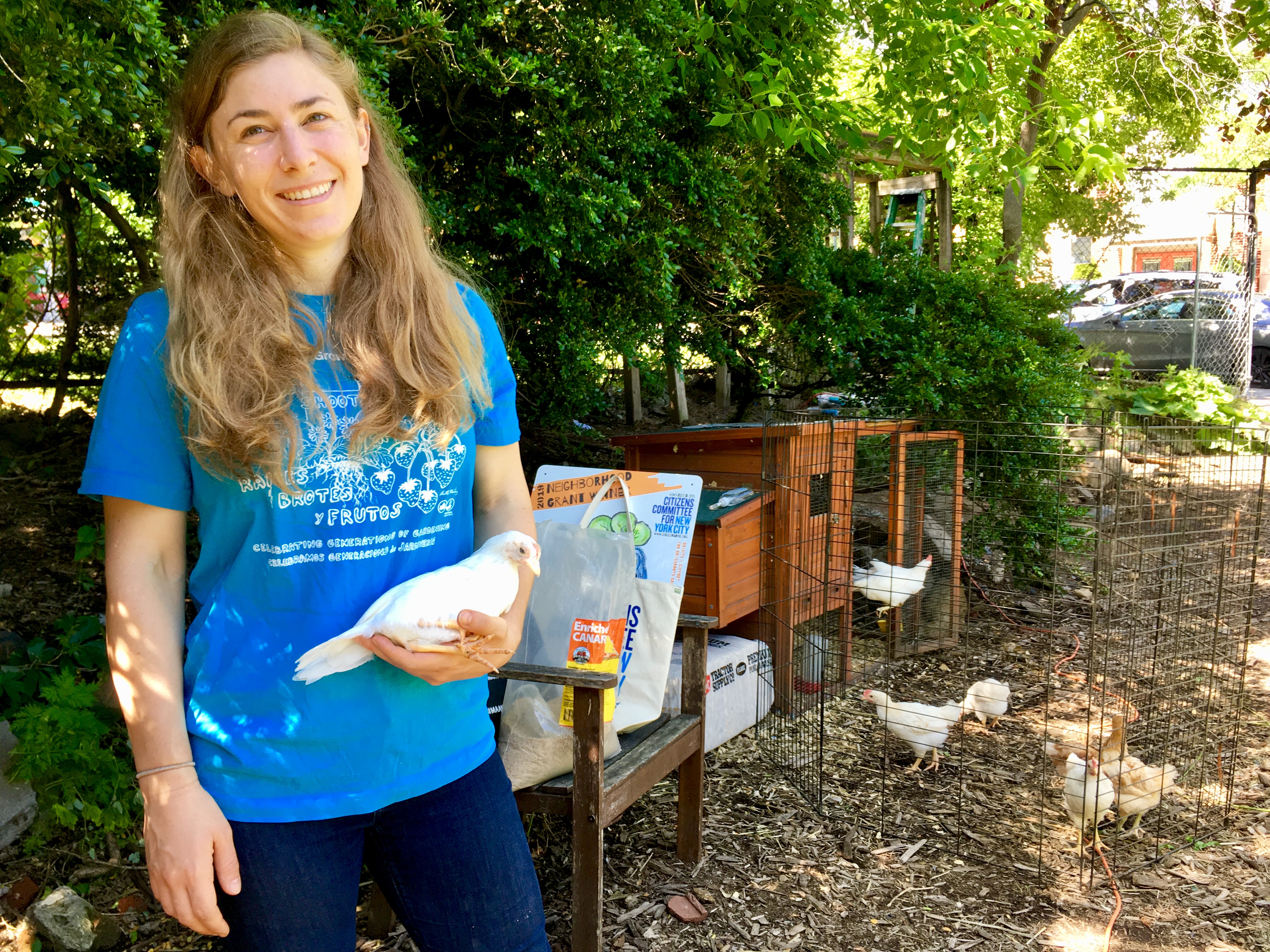 Becca Mason is one of Imani Community Garden’s lead chicken keepers. Eagle photo by Lore Croghan