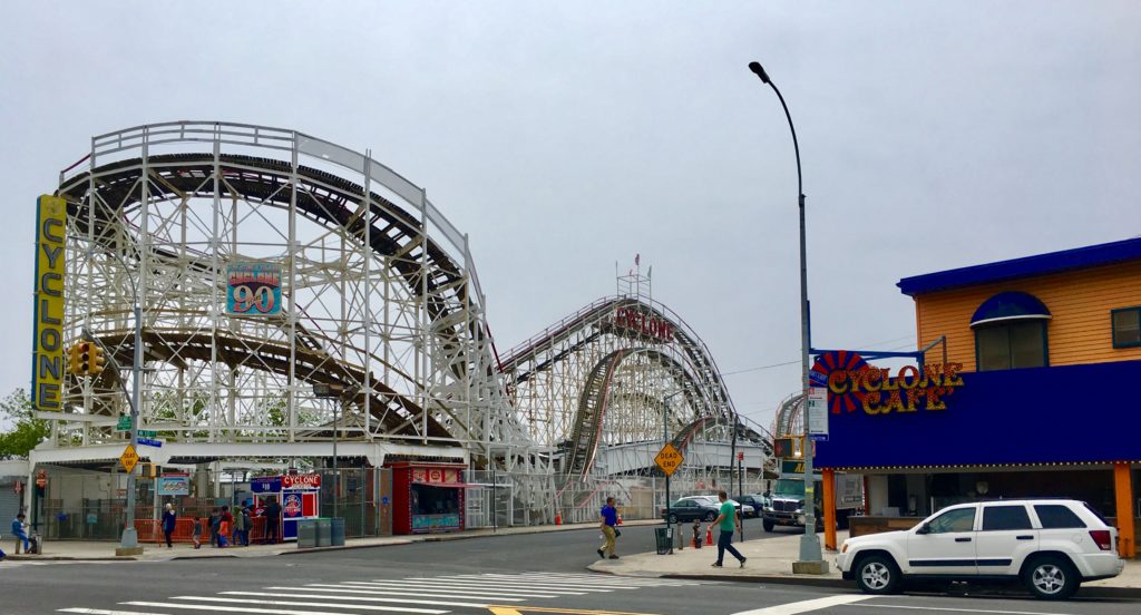 The Cyclone Cafe (at right) was the location of Feltman’s of Coney Island for the past two seasons. Eagle photo by Lore Croghan