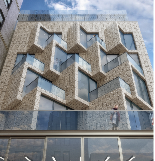 The design of the terra-cotta panels on 186 Remsen St.’s addition will be modified. Rendering by HOK via the Landmarks Preservation Commission