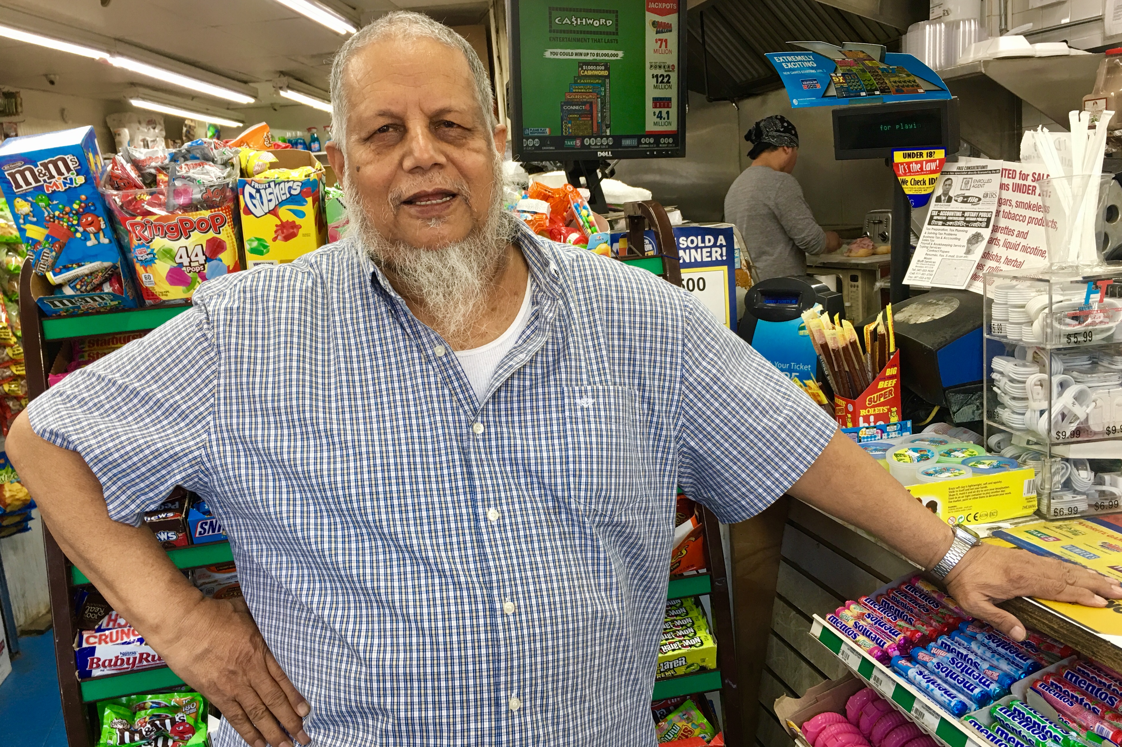 Here’s Kensington resident Abdul Miah at Moon Deli and Grocery on Church Avenue. Eagle photo by Lore Croghan