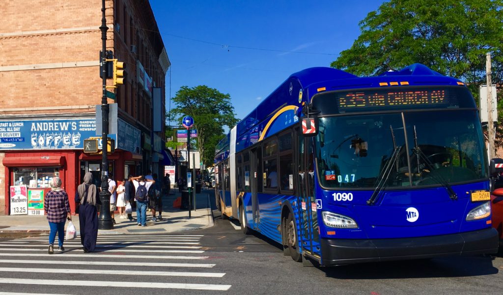 DOT proposes curbside bus lanes in both directions on part of Church Avenue. Eagle photo by Lore Croghan