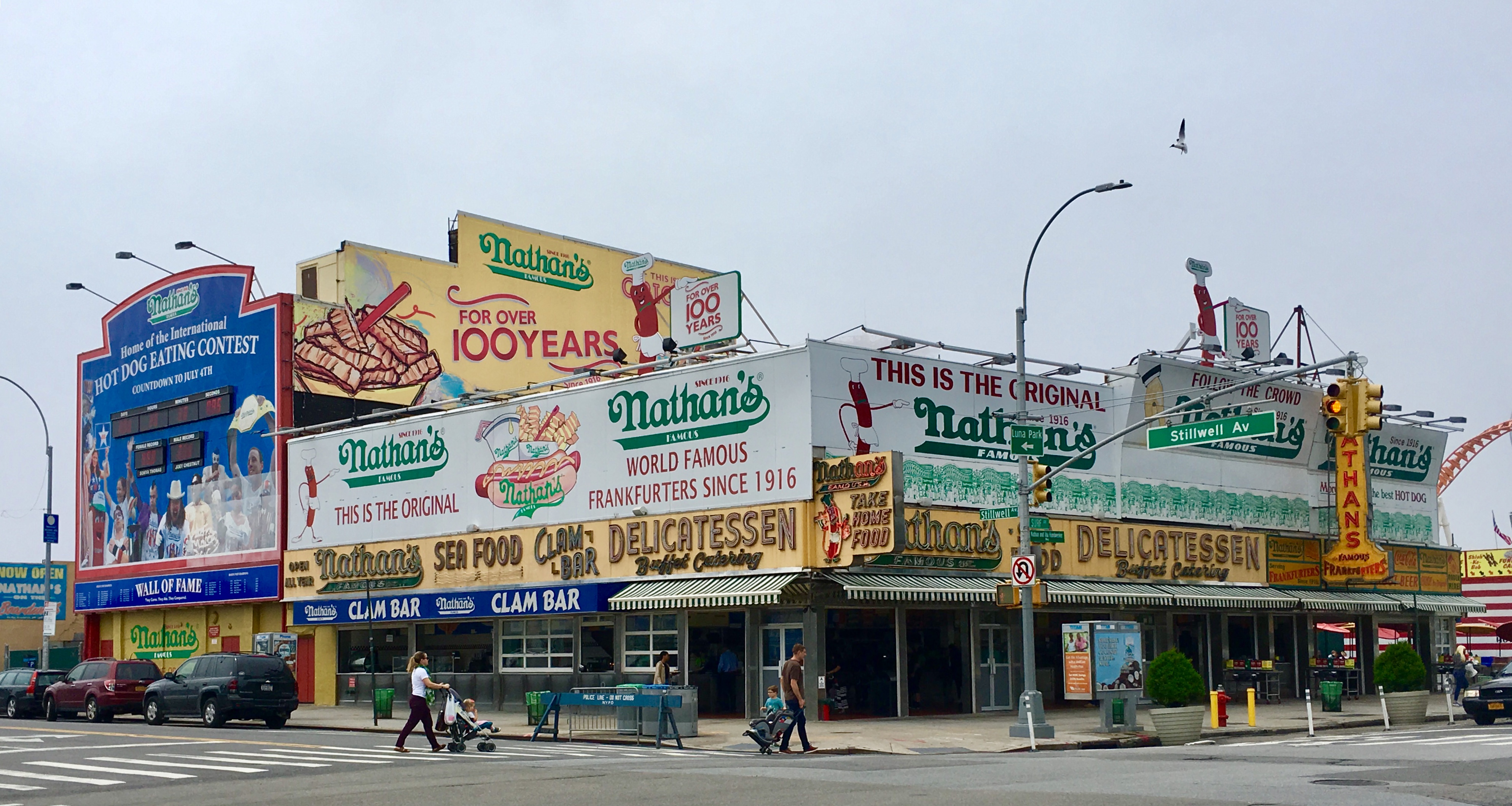 Nathan’s looms large on Surf Avenue. Eagle photo by Lore Croghan