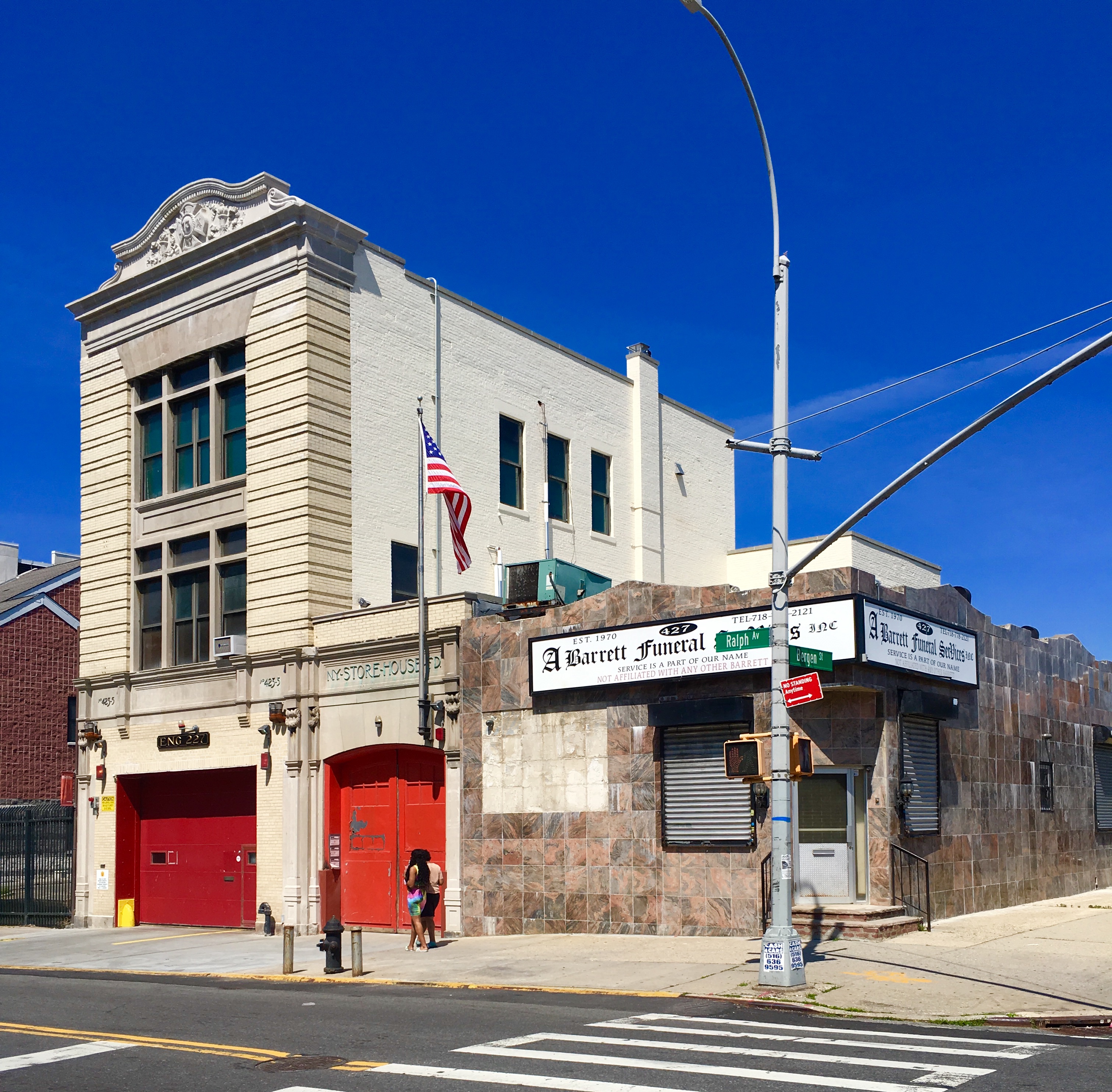 This is Engine 227’s firehouse at 423-425 Ralph Ave. on the corner of Bergen Street. Eagle photo by Lore Croghan