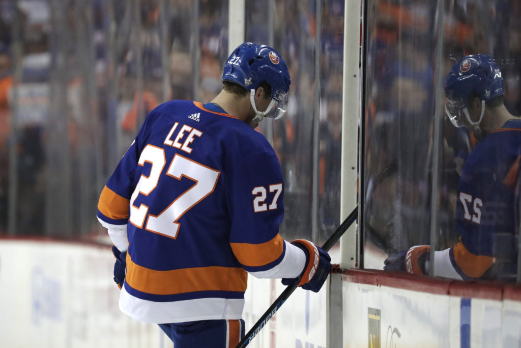Anders Lee, the Islanders’ team captain and pending unrestricted free agent, could be skating out the door if Team President and General Manager Lou Lamoriello can’t ink the forward to a multi-year deal. (AP Photo/Julio Cortez)