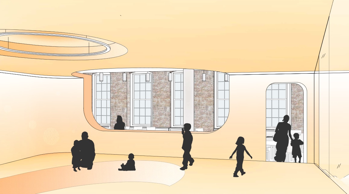 This is the view from within the children’s section of the planned library in DUMBO. Rendering courtesy of Brooklyn Public Library